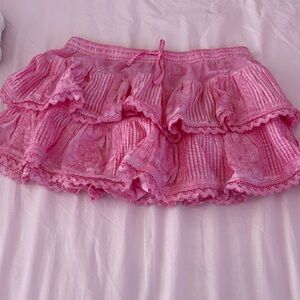 Pink Lace Ruffle Skirt by muche muchette worth 185